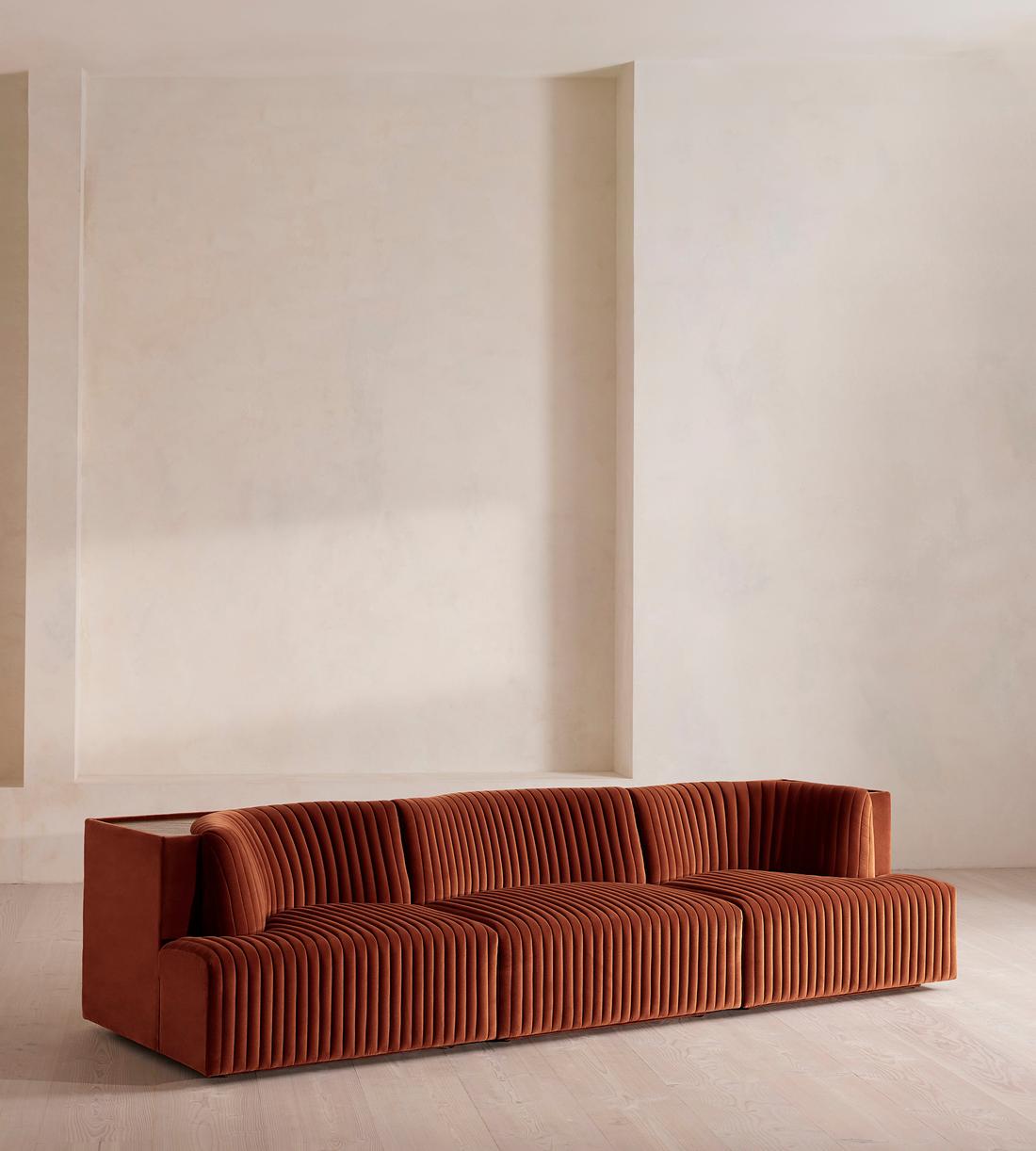 Hamish Sectional Sofa - Four Seater - Velvet - Rust - US - Listing - Image 2