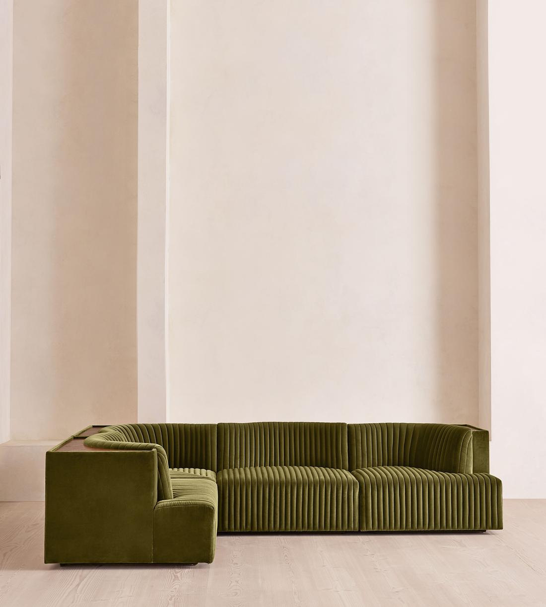Hamish Modular Sofa - L-Shaped Sofa - Velvet - Olive - UK - Listing - Image 2