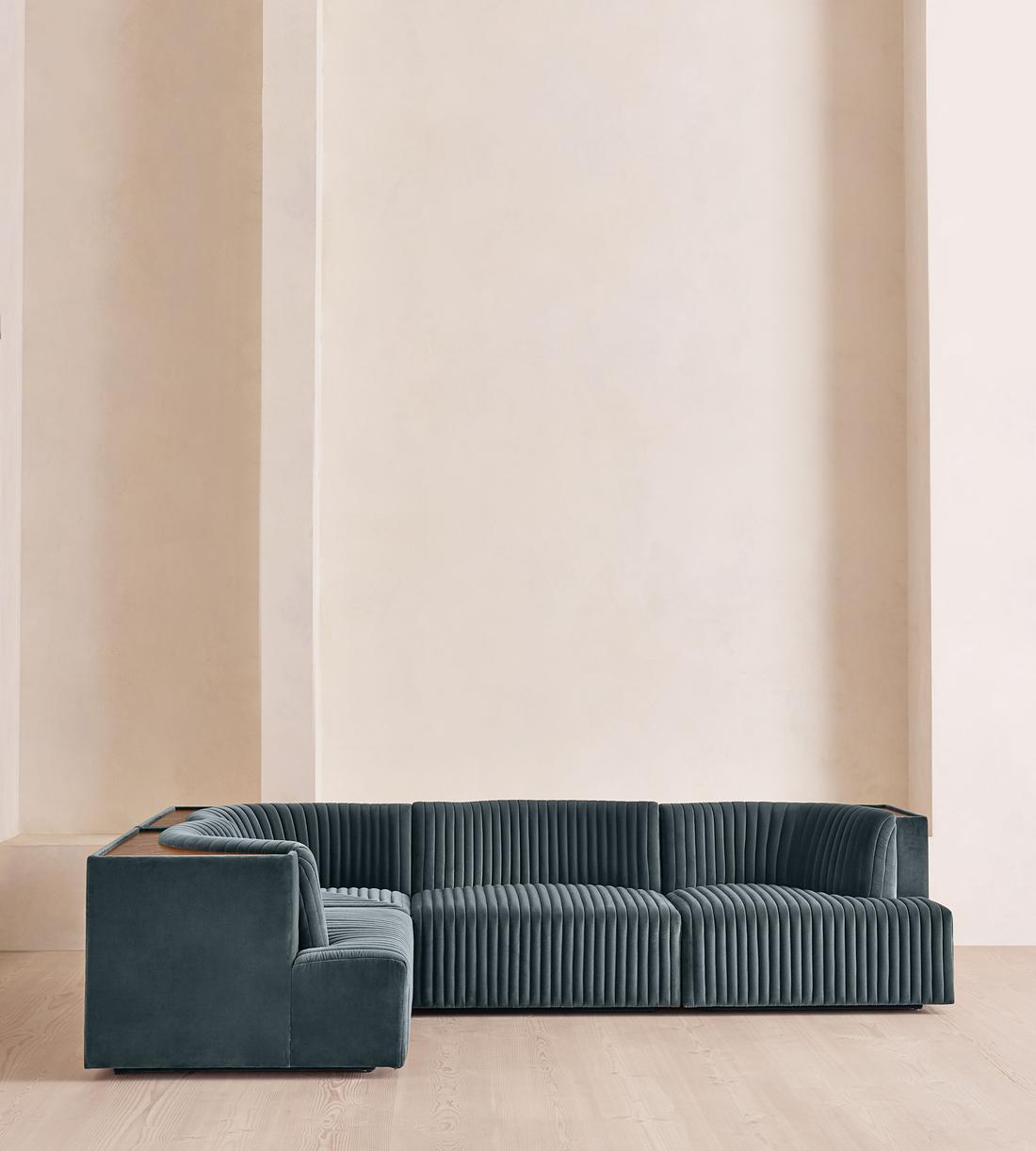 Hamish Modular Sofa - L-Shaped Sofa - Velvet - Grey Blue - UK - Listing - Image 2