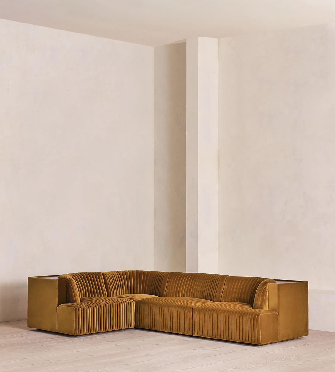 Hamish Modular Sofa - L-Shaped Sofa - Velvet - Mustard - UK - Listing - Image 1