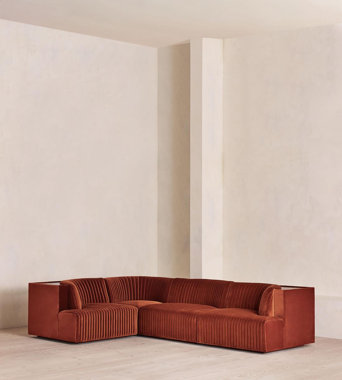 Hamish Modular Sofa - L-Shaped Sofa - Velvet - Rust - UK - Listing - Image 1