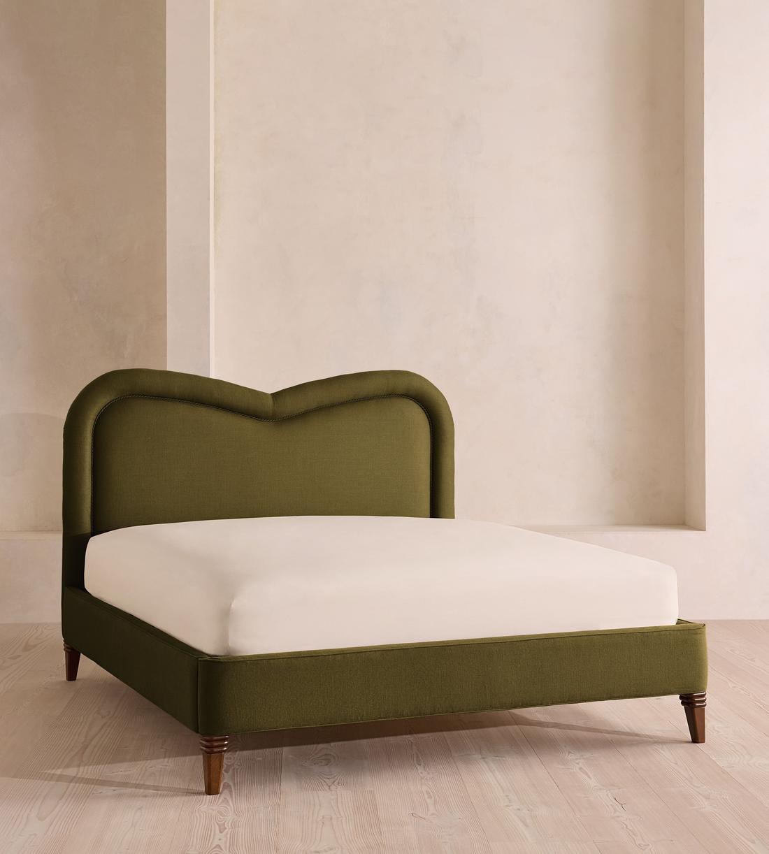 Keira Bed - King - Linen - Olive - UK - Listing - Image 1