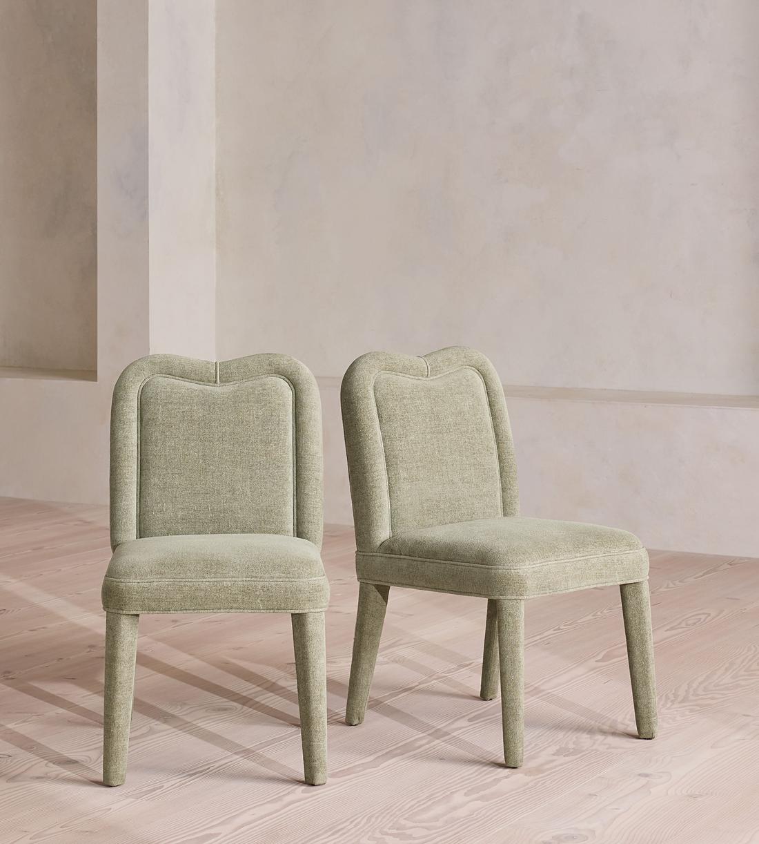Pair of Keira Dining Chair - Linen Chenille - Sage - UK - Listing - Image 3