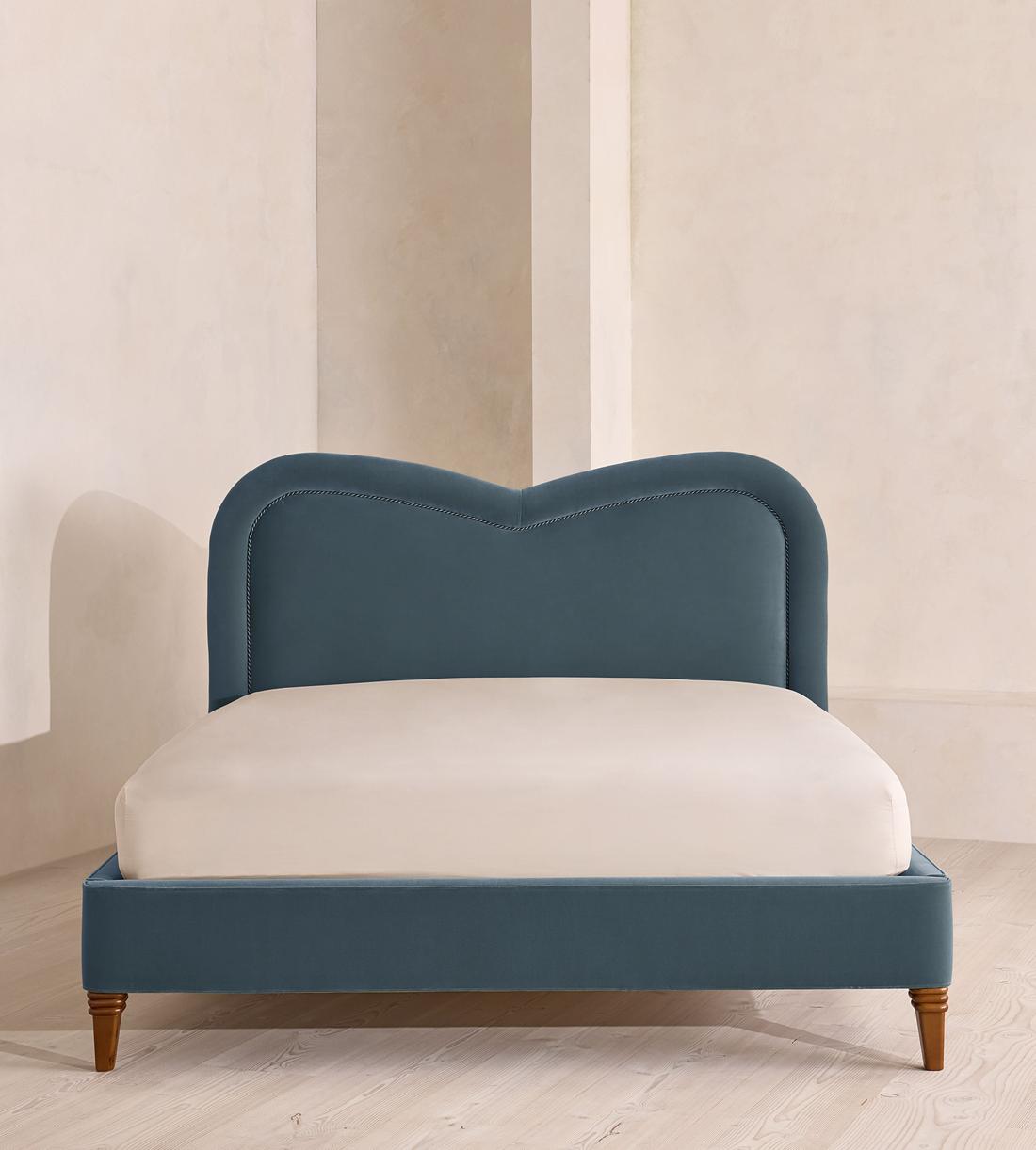 Keira Bed - King - Velvet - Grey Blue - UK - Listing - Image 2