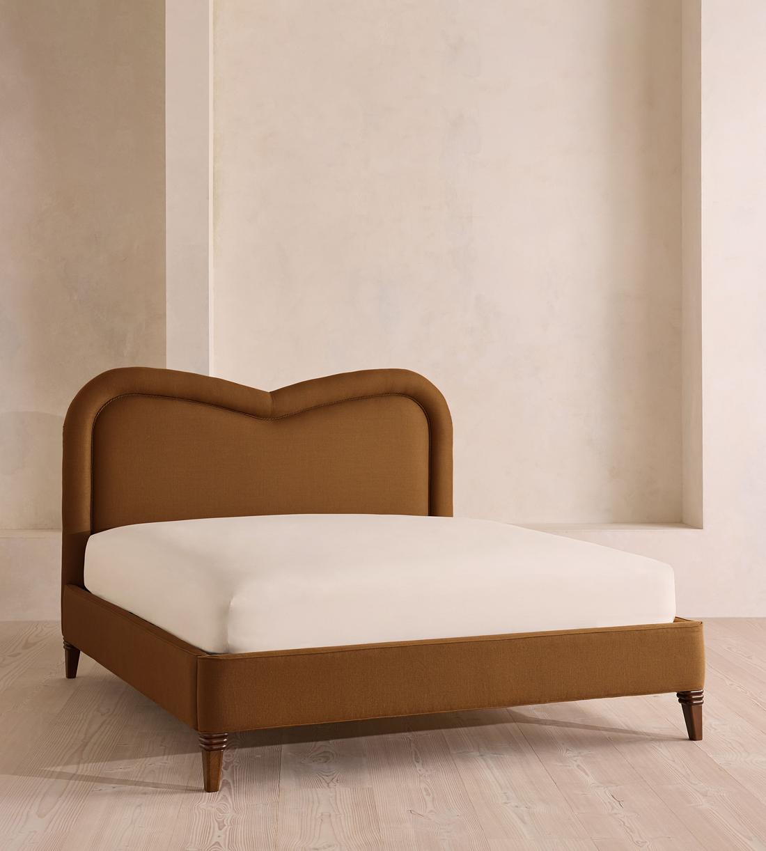 Keira Bed - King - Linen - Terracotta - UK - Listing - Image 1