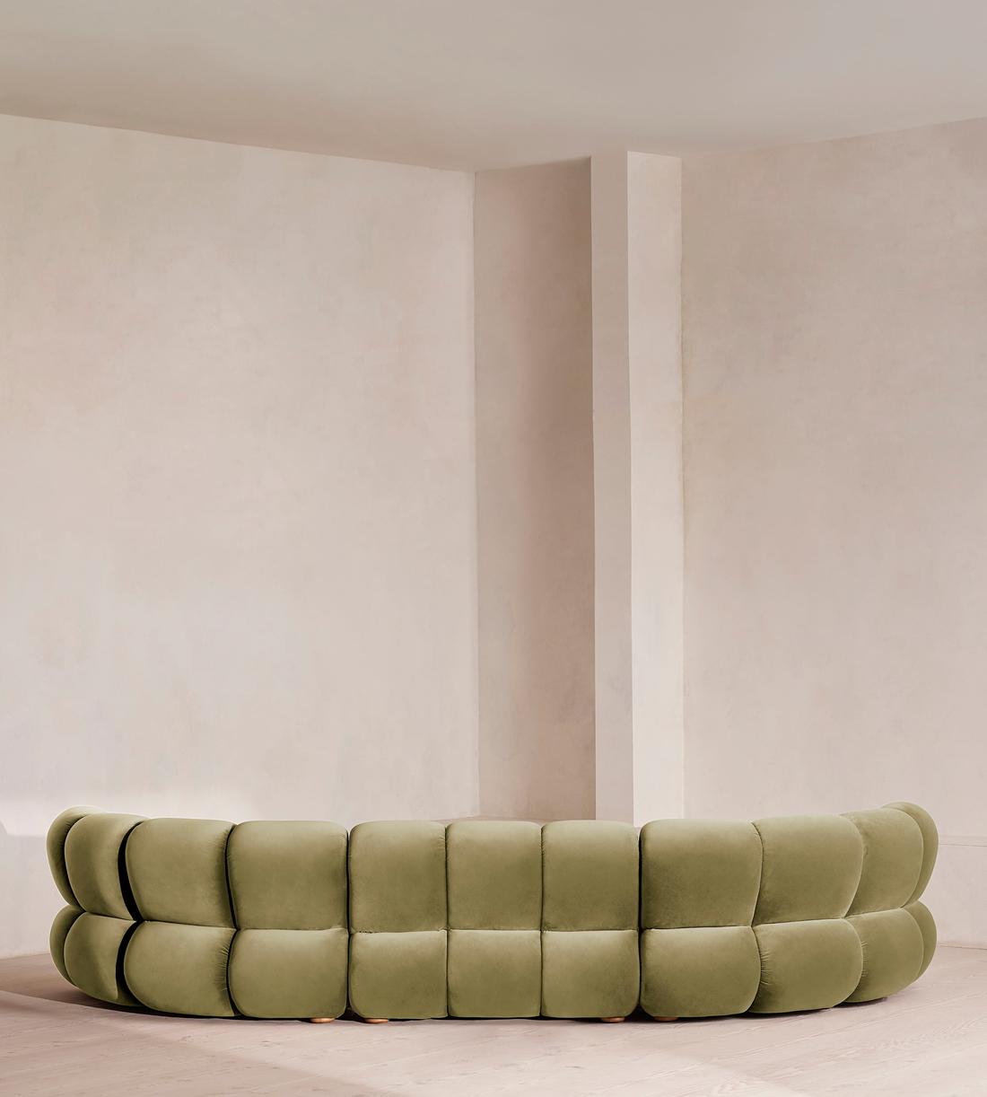 Noelle Sectional Curved Sofa - Six Seater - Velvet Lichen - US - Images - Image 5