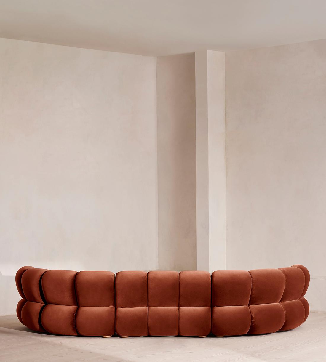 Noelle Sectional Curved Sofa - Six Seater - Velvet Rust - US - Images - Image 5