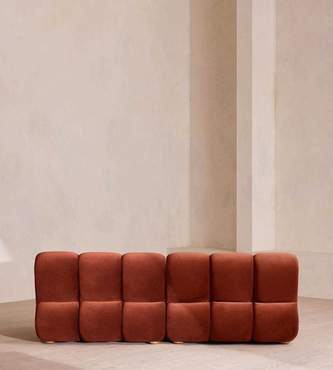 Noelle Sectional Sofa - Four Seater - Velvet - Rust - US - Images - Image 4