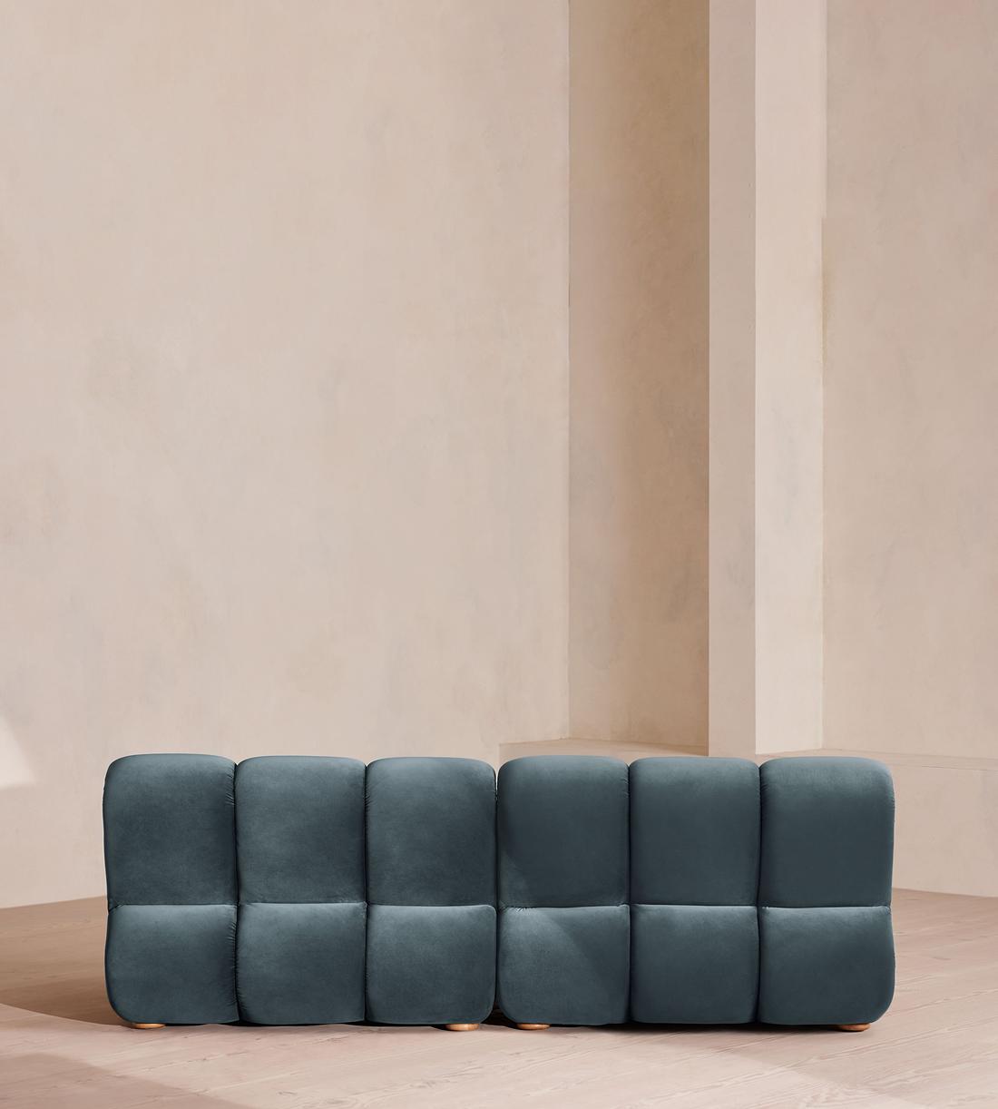 Noelle Sectional Sofa - Four Seater - Velvet - Grey Blue - US - Images - Image 4