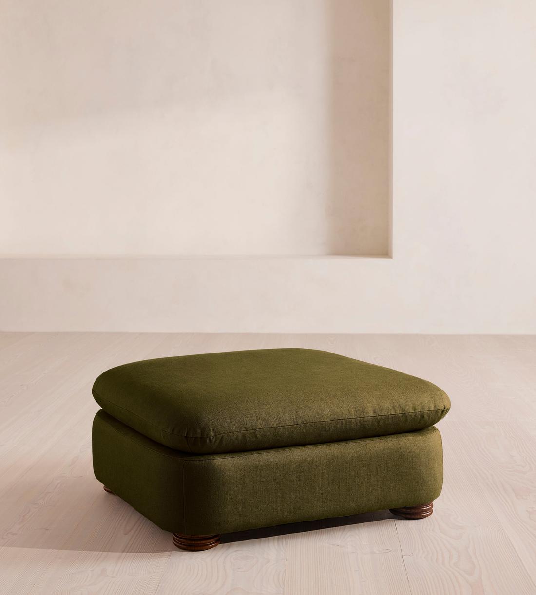 Rava Ottoman - Linen - Olive - Listing - Image 2