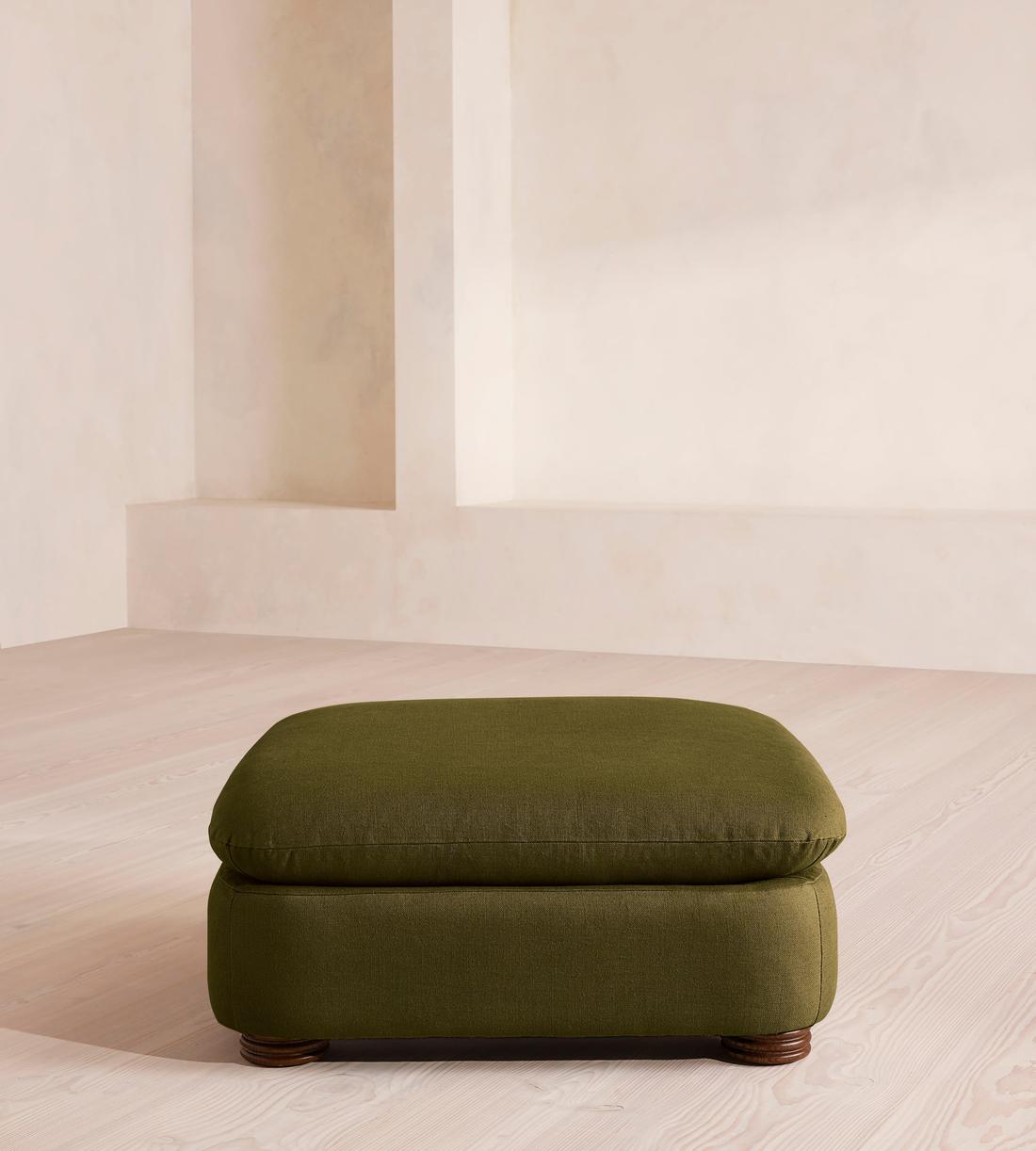Rava Ottoman - Linen - Olive - US - Listing - Image 1