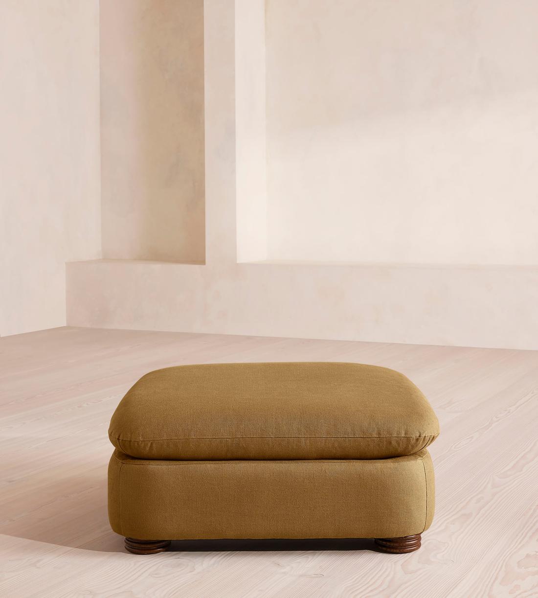 Rava Ottoman - Linen - Ochre - US - Listing - Image 1