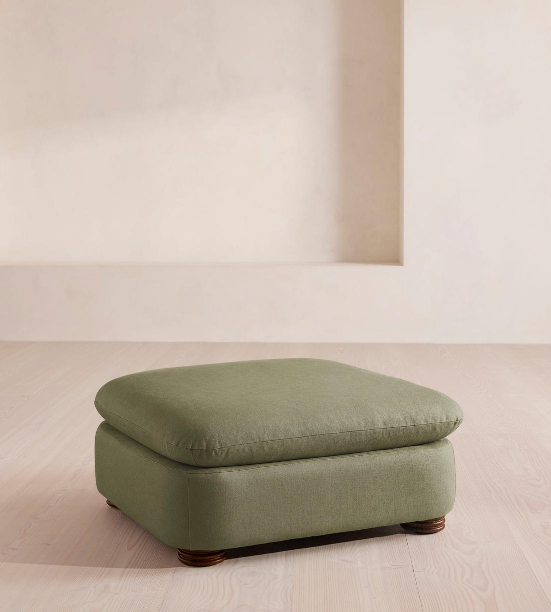 Rava Ottoman - Linen - Sage - Image 2