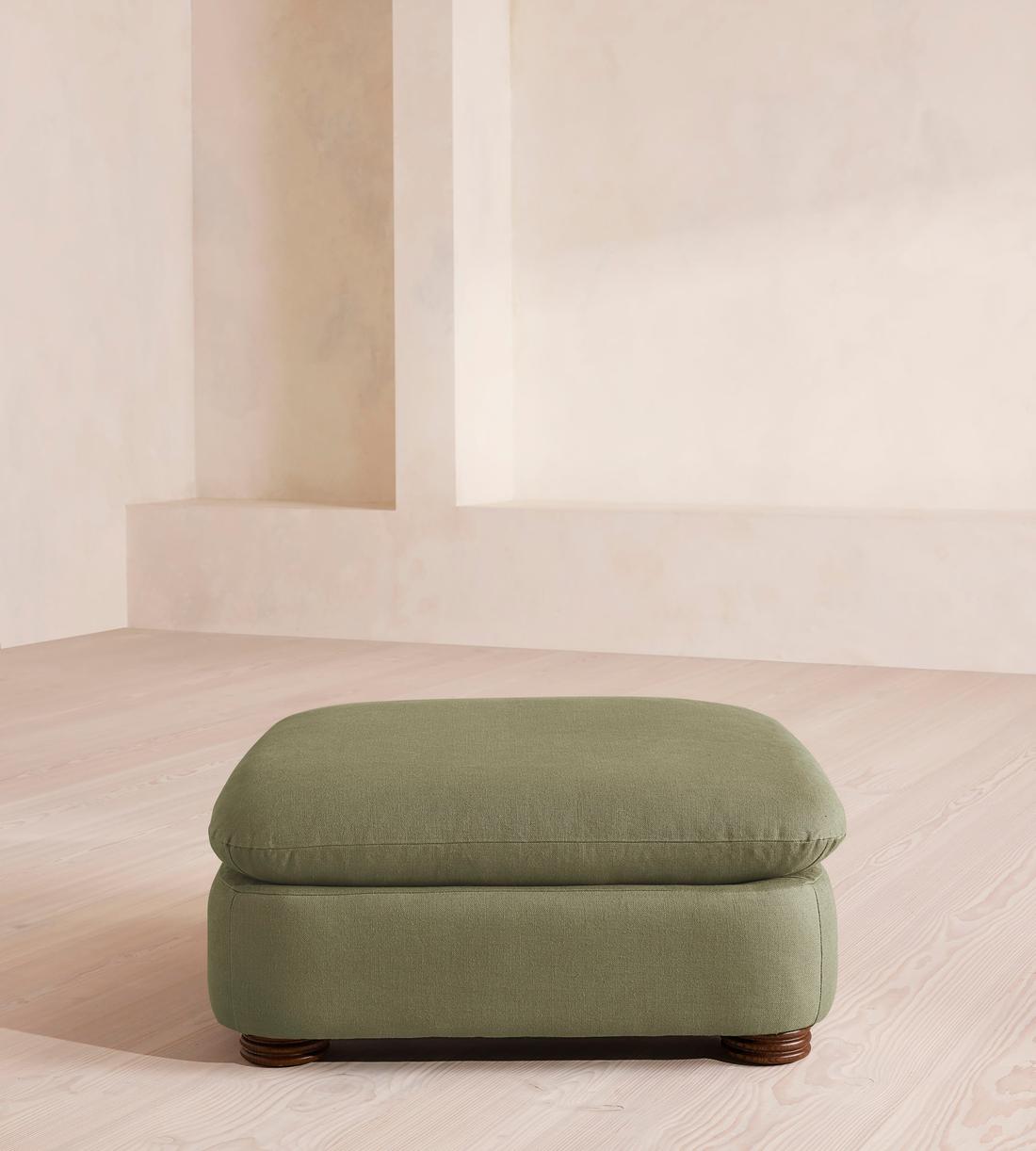 Rava Ottoman - Linen - Sage - US - Listing - Image 1