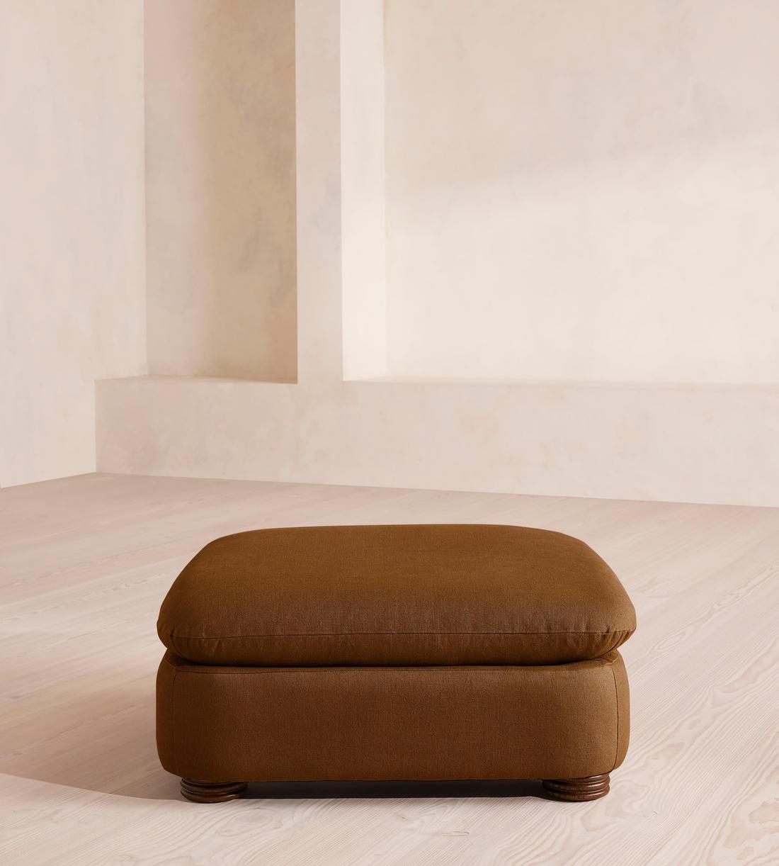 Rava Ottoman - Linen - Terracotta - UK - Listing - Image 1