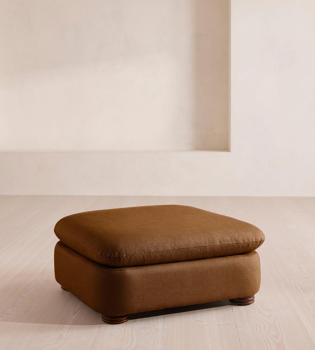 Rava Ottoman - Linen - Terracotta - US - Listing - Image 2
