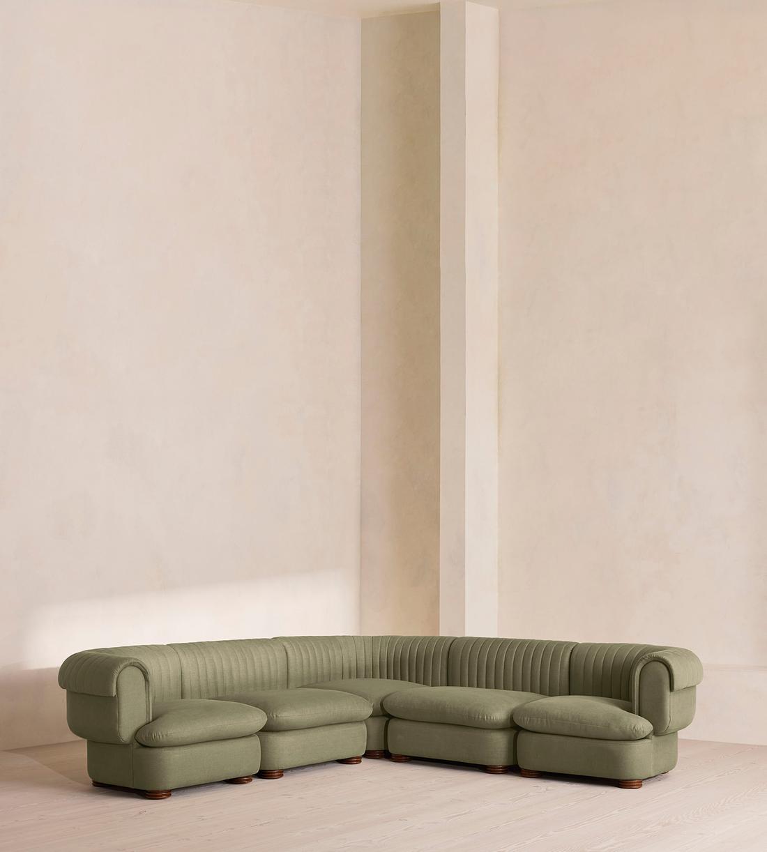 Rava Sectional Sofa - Corner Sofa - Linen - Sage - US - Listing - Image 1