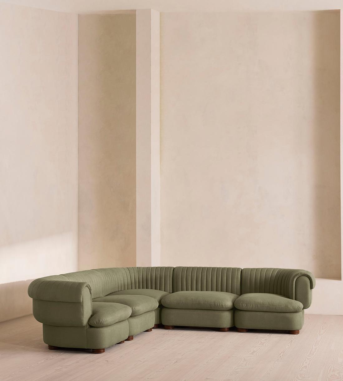 Rava Sectional Sofa - Corner Sofa - Linen - Sage - US - Listing - Image 2