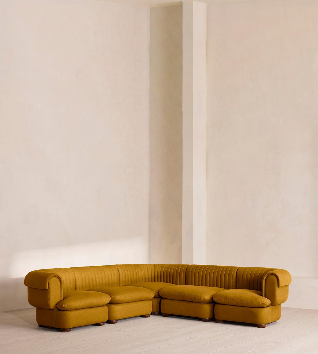 Rava Sectional Sofa - Corner Sofa - Linen - Turmeric - US - Listing - Image 1