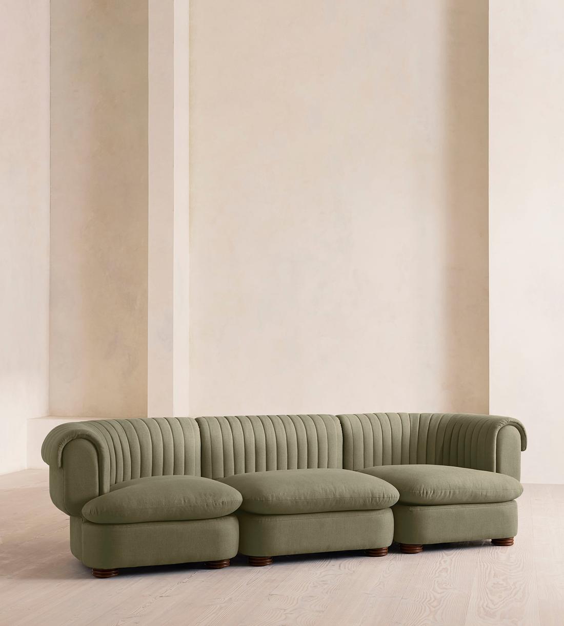 Rava Sectional Sofa - Four Seater - Velvet - Sage - US - Listing - Image 2