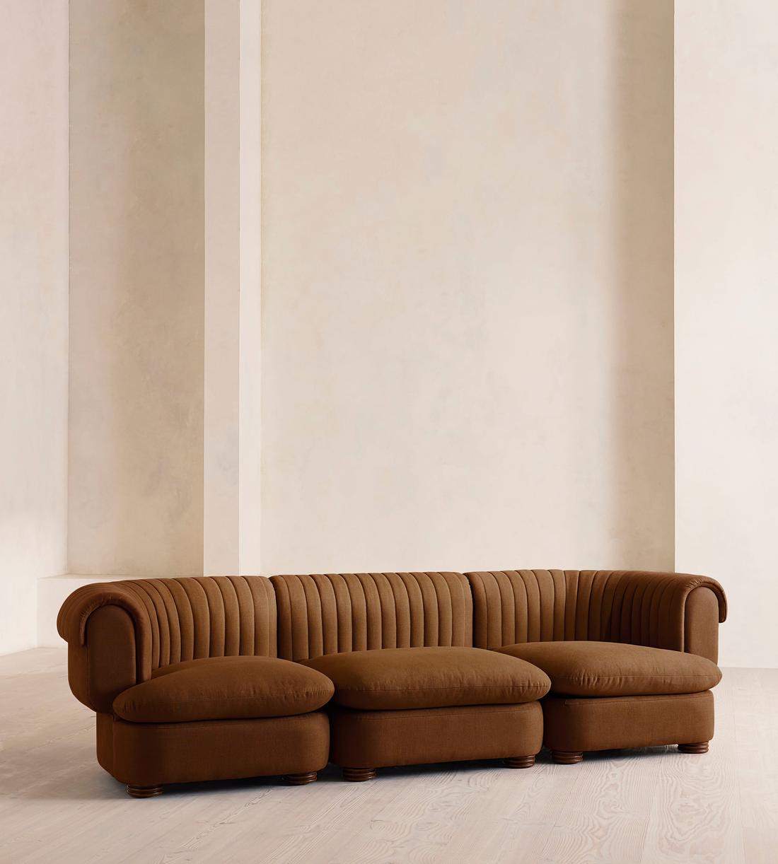 Rava Sectional Sofa - Four Seater - Linen - Terracotta - US - Listing - Image 2