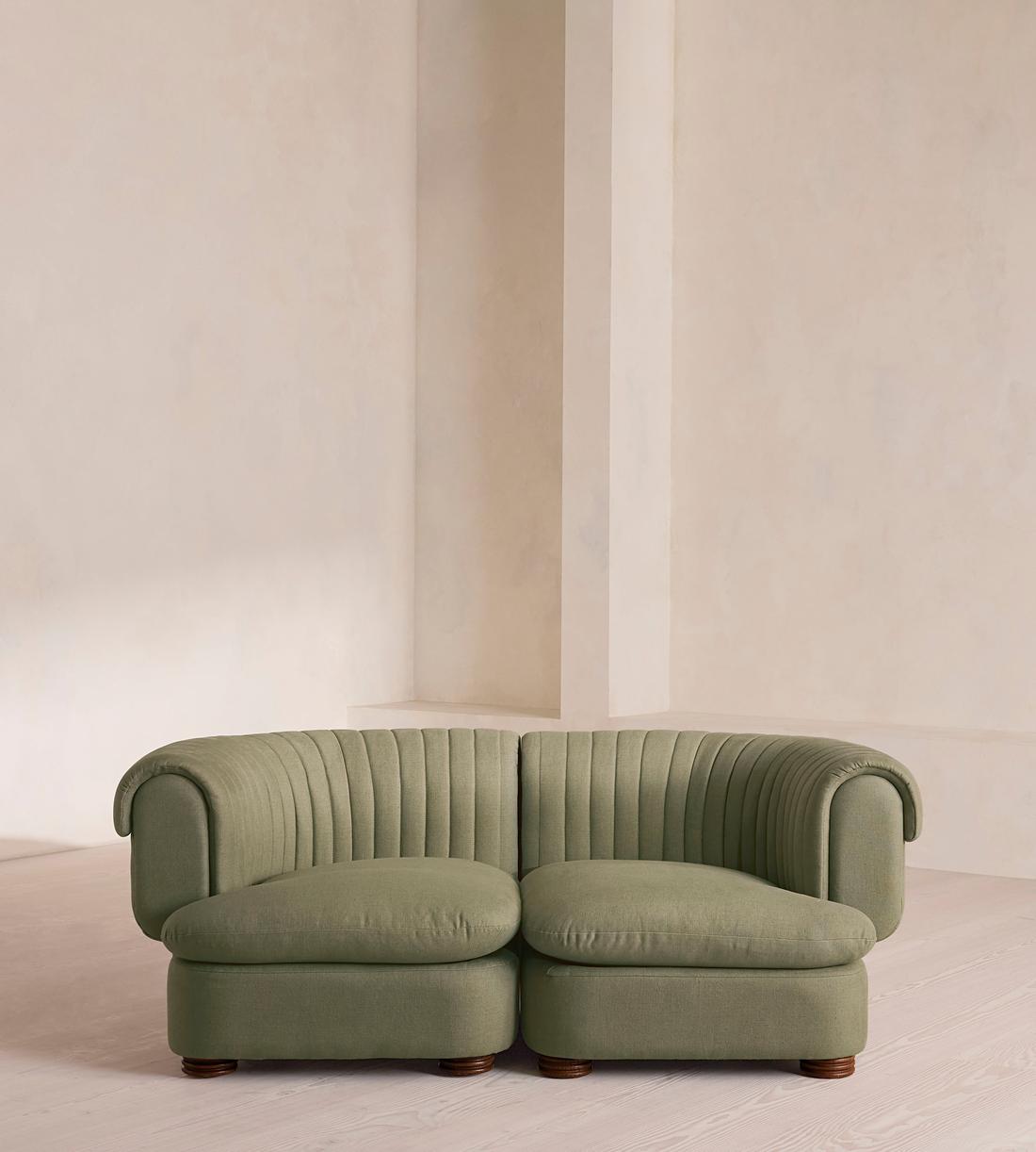 Rava Sectional Sofa - Three Seater - Linen - Sage - US - Listing - Image 1