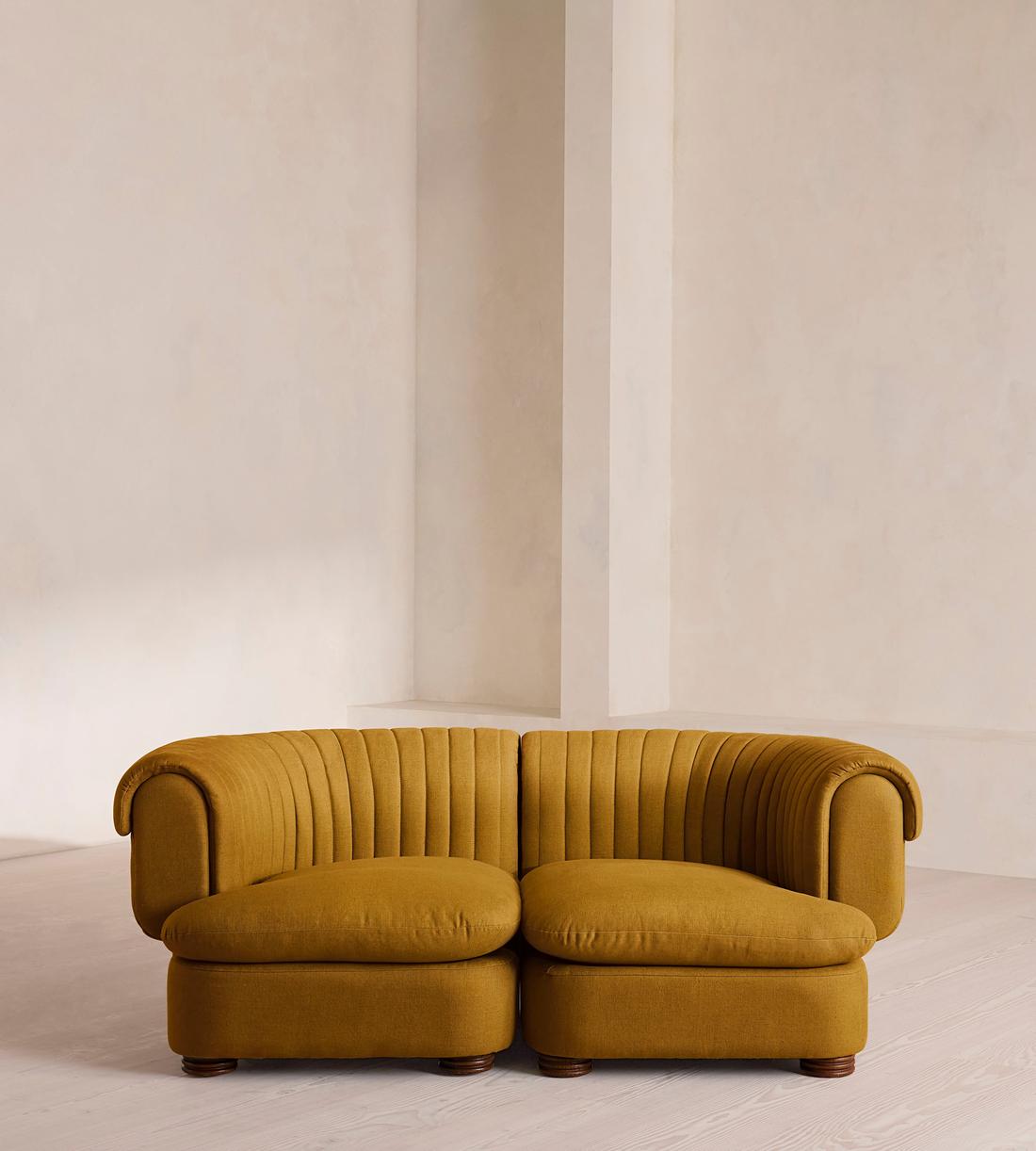 Rava Sectional Sofa - Three Seater - Linen - Turmeric - US - Listing - Image 1