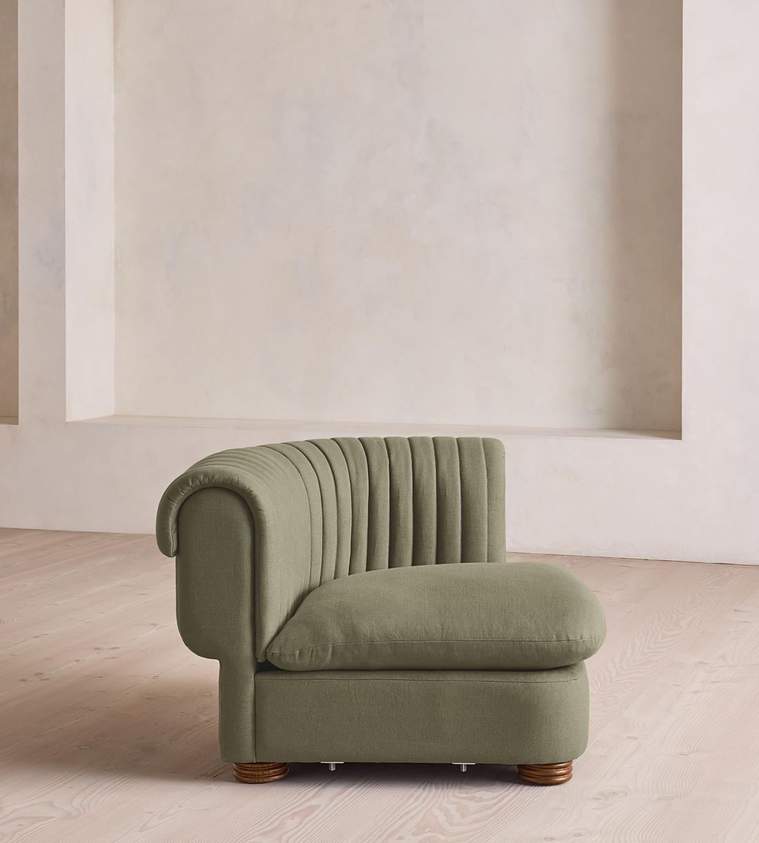 Rava Sectional Sofa - Left Arm Module - Linen - Sage - US - Image 6