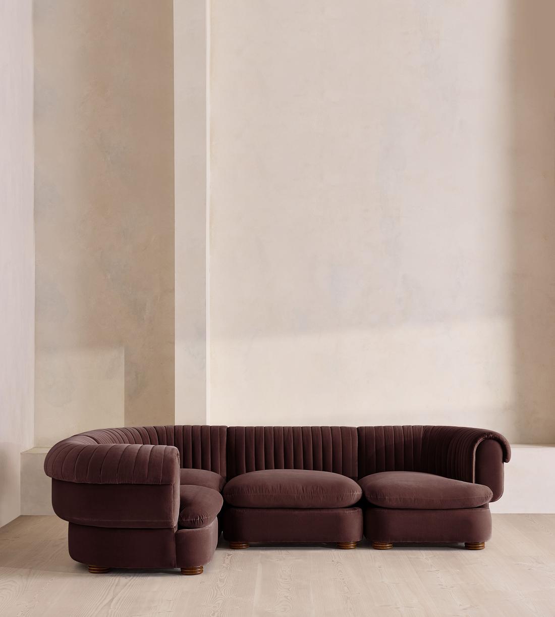 Rava Modular Sofa - L-Shape Sofa - Velvet - Aubergine - UK - Listing - Image 2