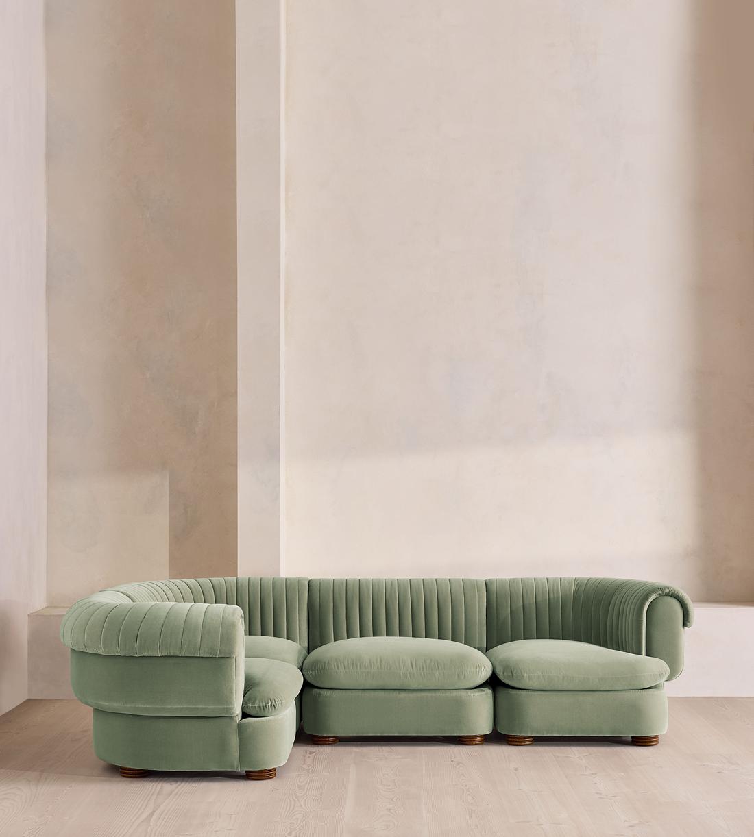 Rava Sectional Sofa - L-Shape Sofa - Velvet - Seafoam US - Listing - Image 2
