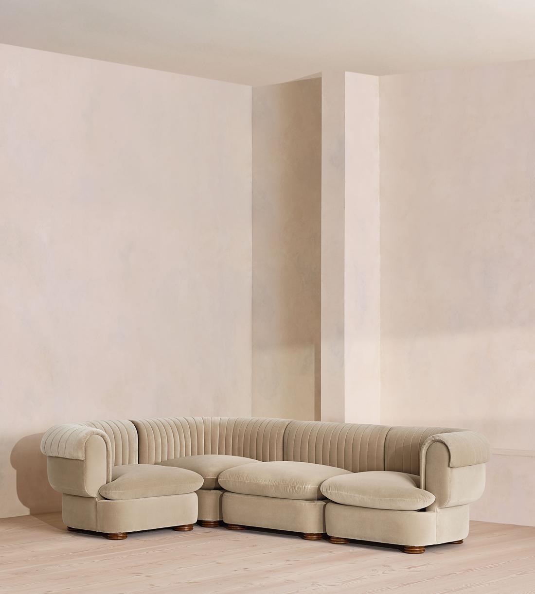 Rava Modular Sofa - L-Shape Sofa - Velvet - Oyster - UK - Listing - Image 1