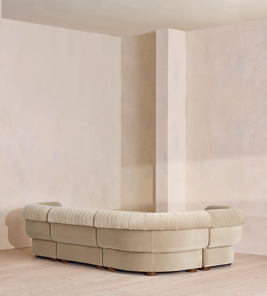 Rava Sectional Sofa - L-Shape Sofa - Velvet - Oyster - US - Images - Image 3