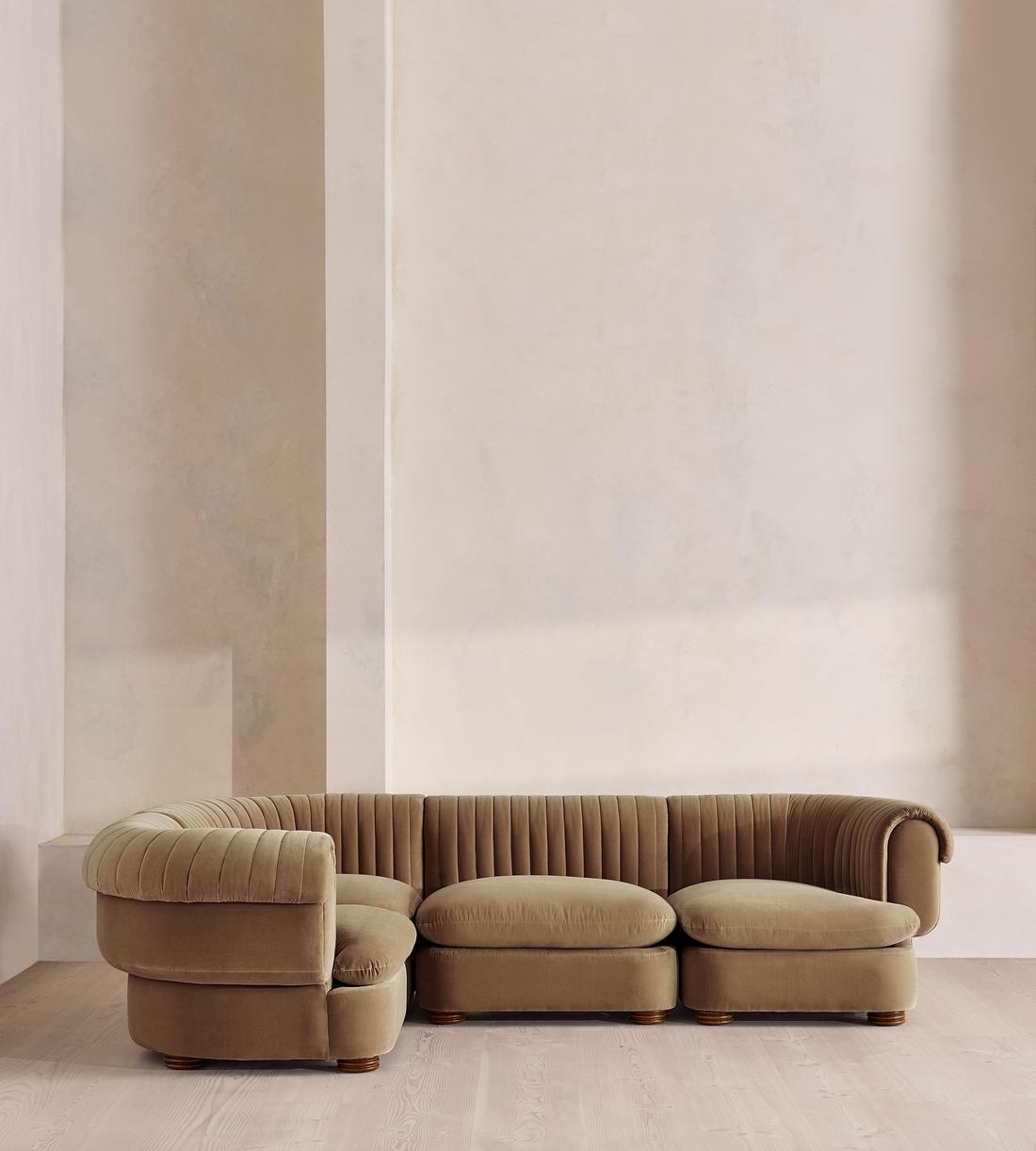 Rava Sectional Sofa - L-Shape Sofa - Velvet - Truffle - US - Listing - Image 2