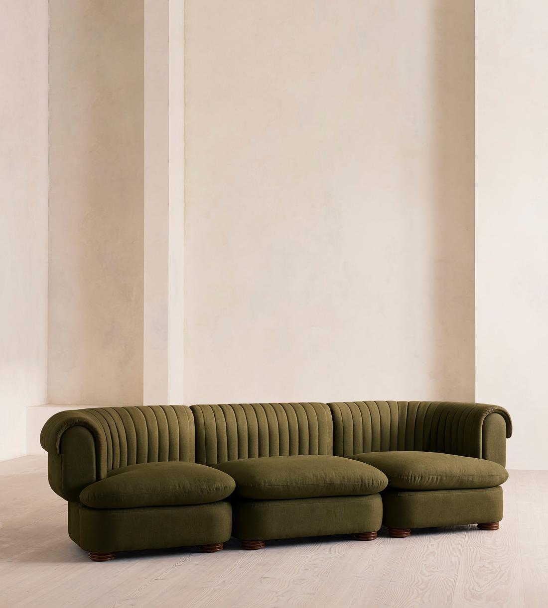 Rava Sectional Sofa - Four Seater - Velvet - Olive - US - Listing - Image 2