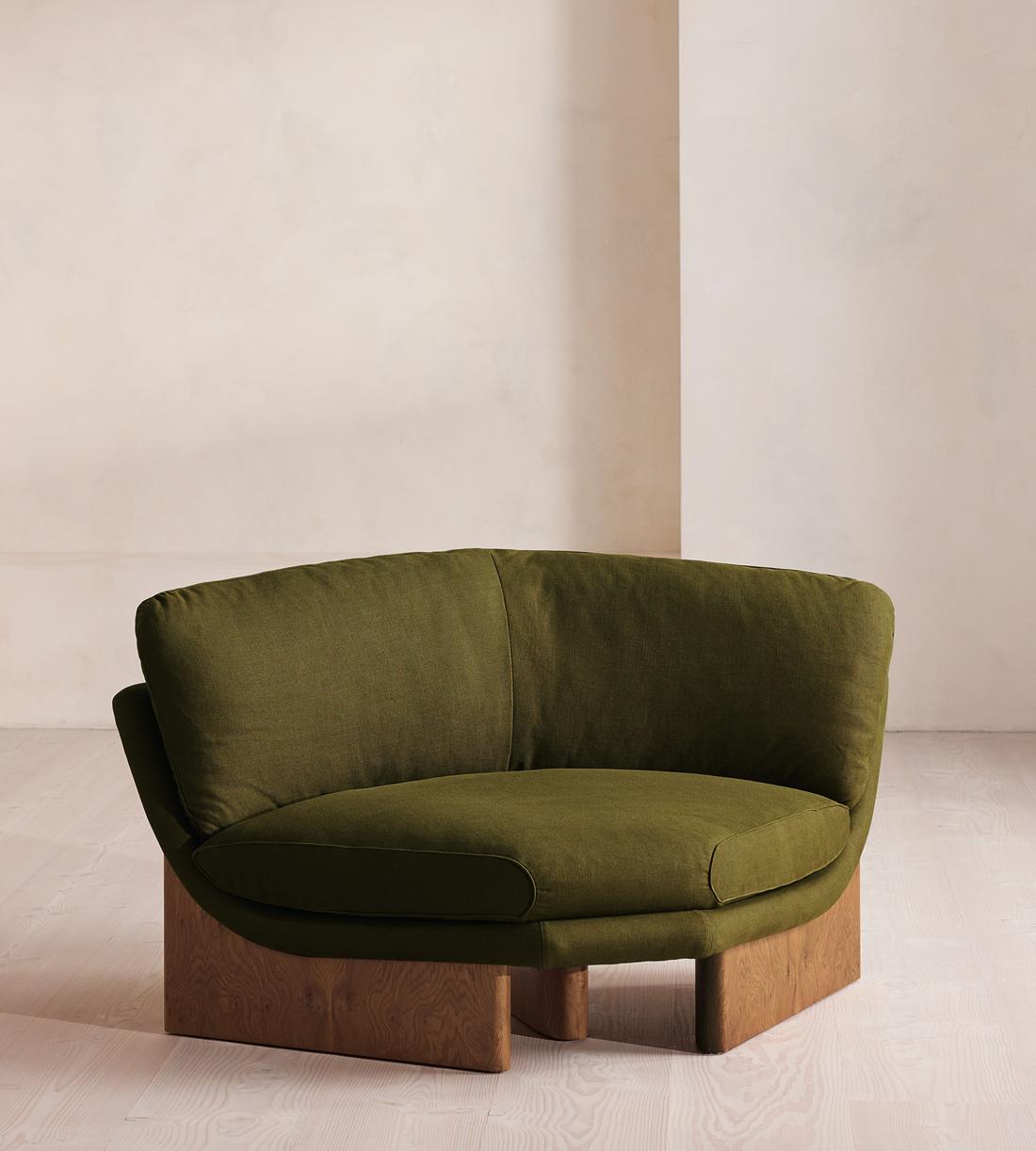 Tellis Corner Chair - Linen - Olive - US - Listing - Image 1