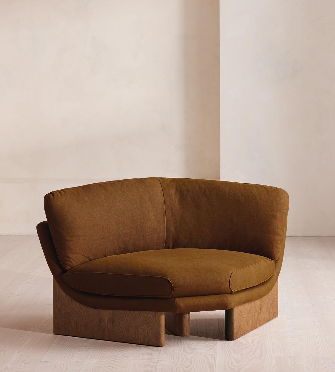 Tellis Corner Chair - Linen - Terracotta - US - Listing - Image 1