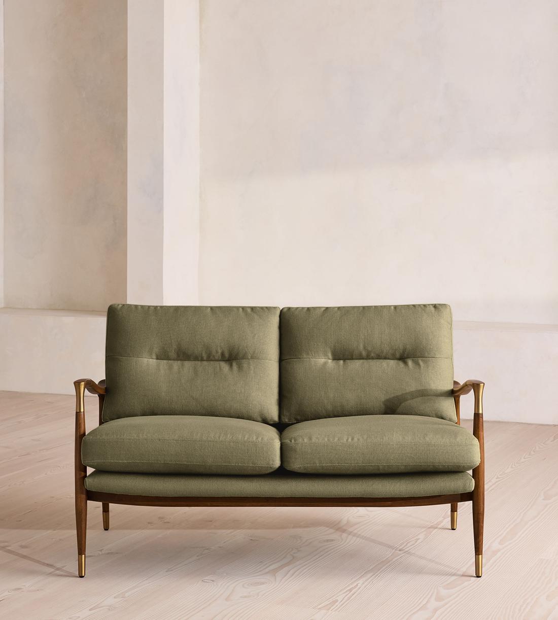 Theodore Two Seater Sofa - Linen - Sage - UK - Listing - Image 2