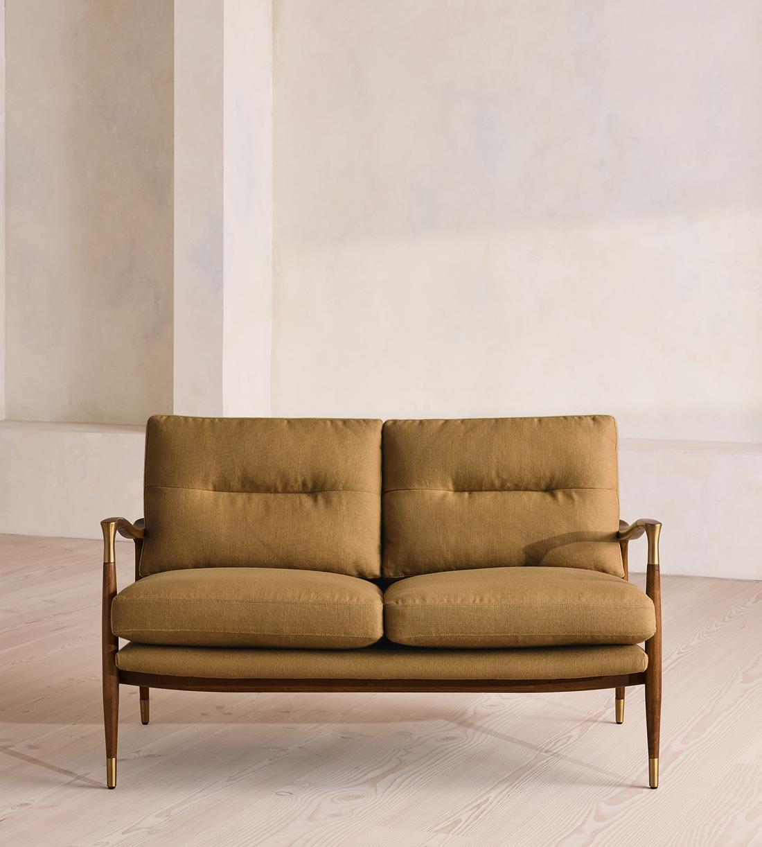 Theodore Two Seater Sofa - Linen - Ochre - UK - Listing - Image 2