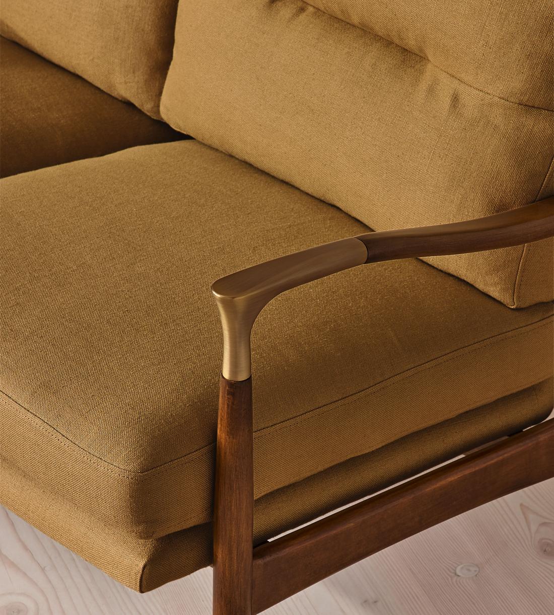 Theodore Two Seater Sofa - Linen - Ochre - US - Images - Image 5
