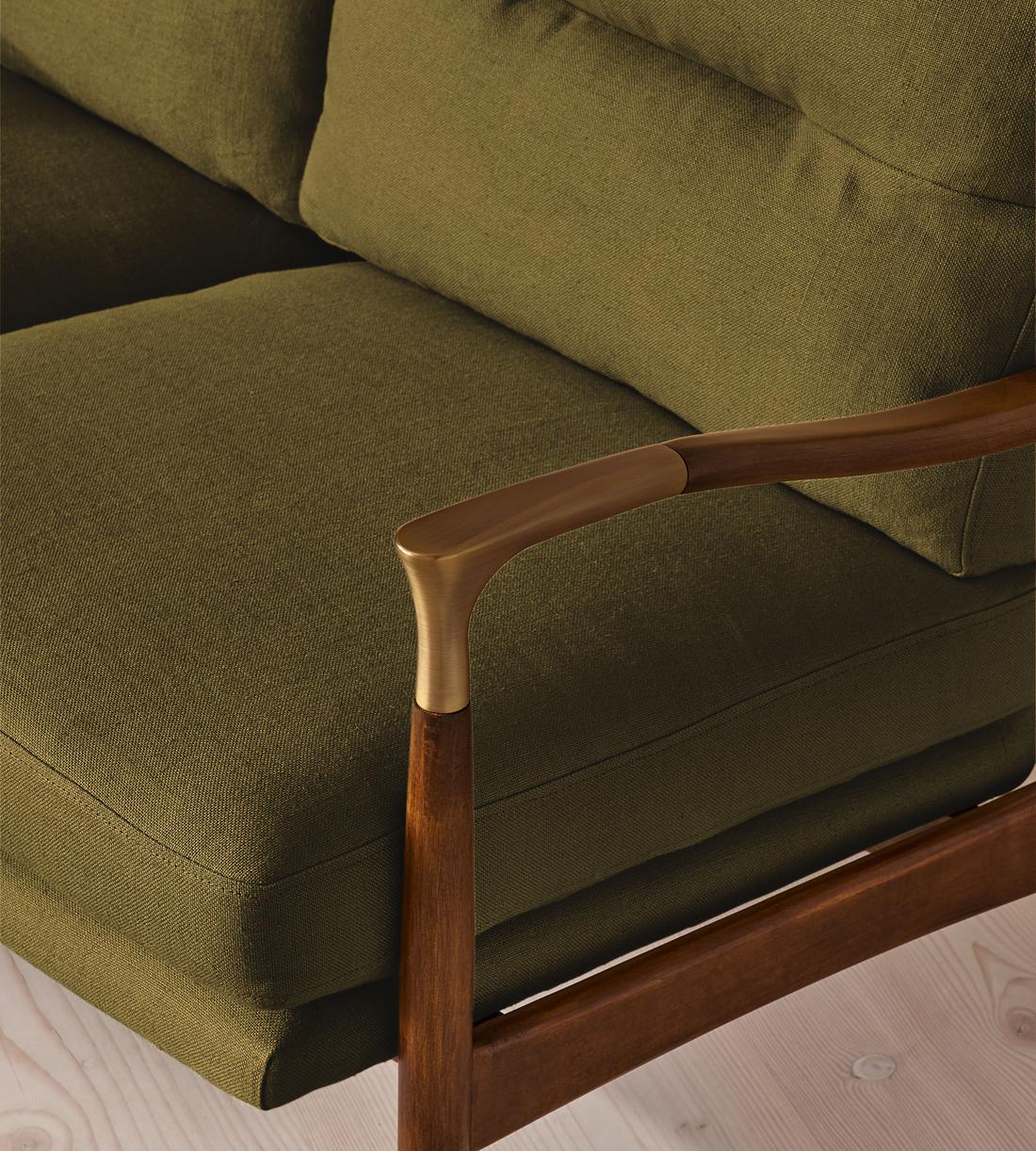 Theodore Two Seater Sofa - Linen - Olive - UK - Images - Image 5