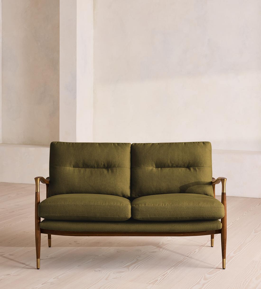 Theodore Two Seater Sofa - Linen - Olive - US - Listing - Image 2
