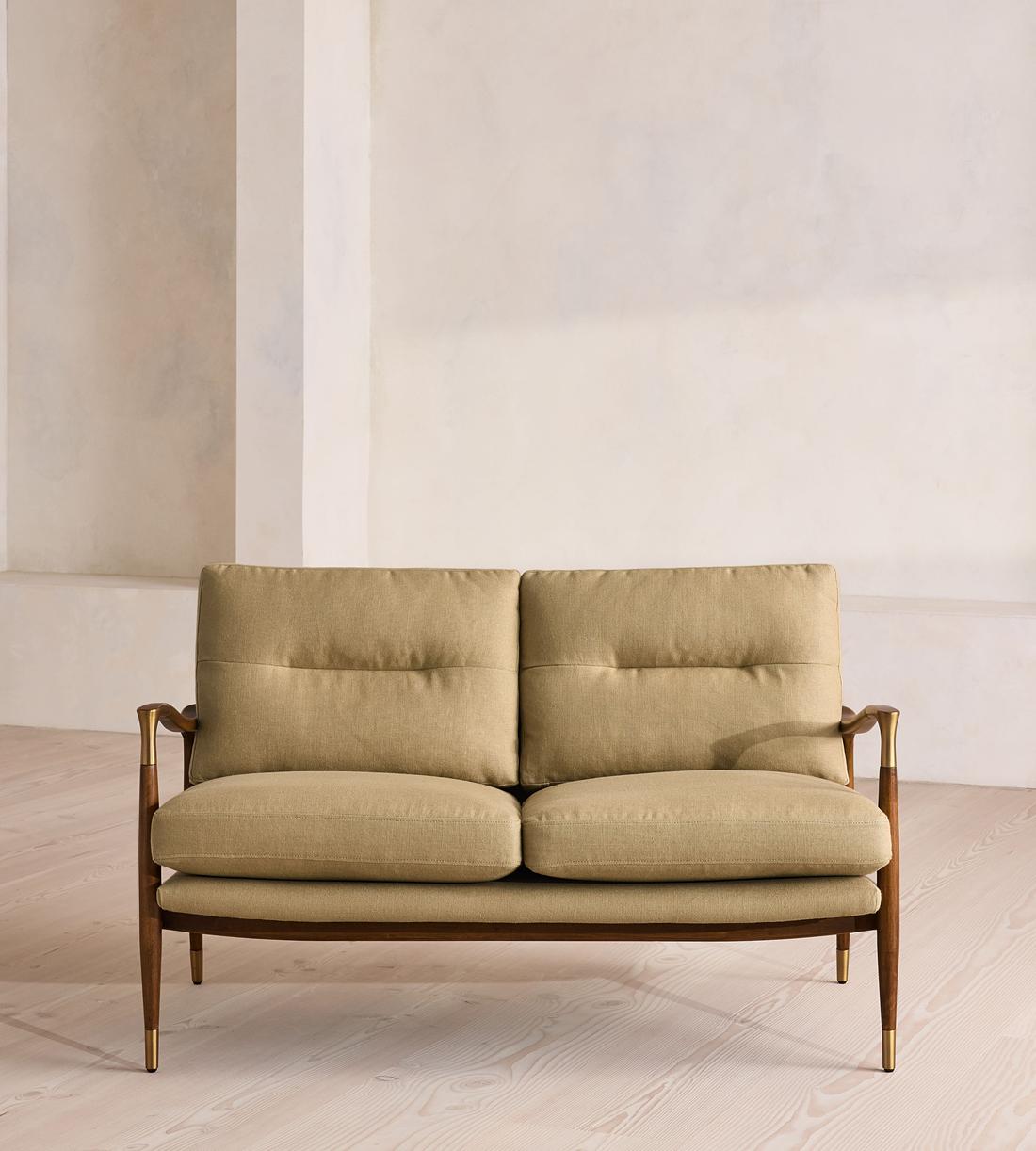 Theodore Two Seater Sofa - Linen - Wheat - UK - Listing - Image 2