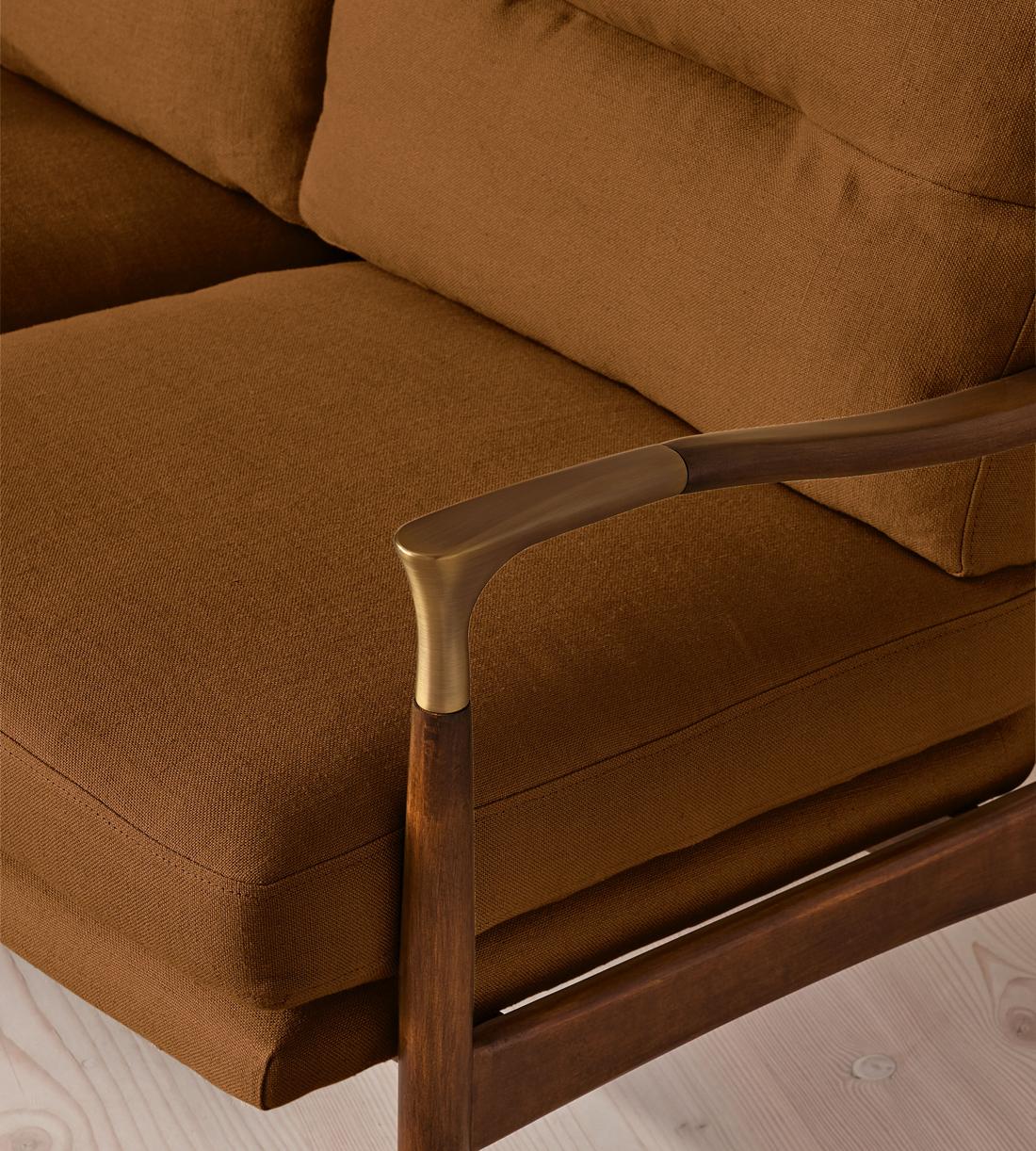 Theodore Two Seater Sofa - Linen - Terracotta - UK - Images - Image 5