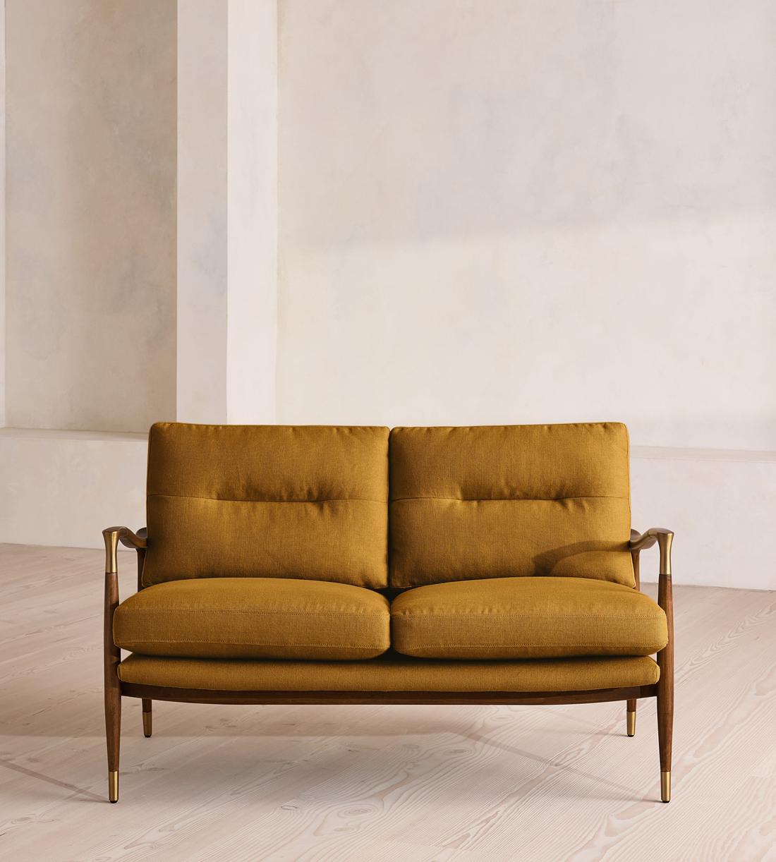 Theodore Two Seater Sofa - Linen - Turmeric - UK - Listing - Image 2