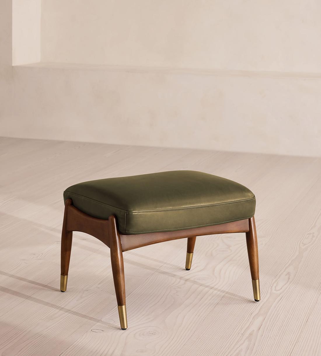 Theodore Footstool - Leather - Moss - US - Listing - Image 1