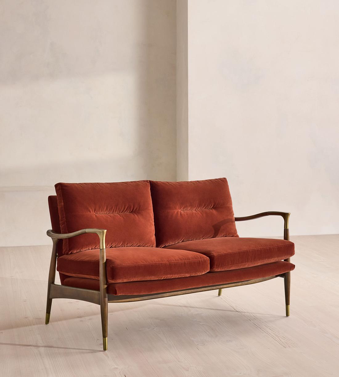 Theodore Two Seater Sofa - Velvet - Rust - US - Listing - Image 3