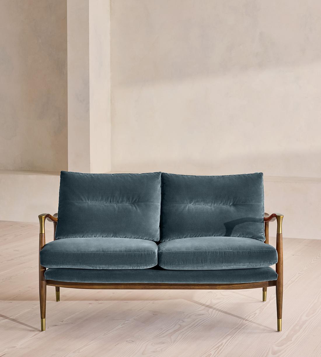 Theodore Two Seater Sofa - Velvet - Grey Blue - US - Listing - Image 2