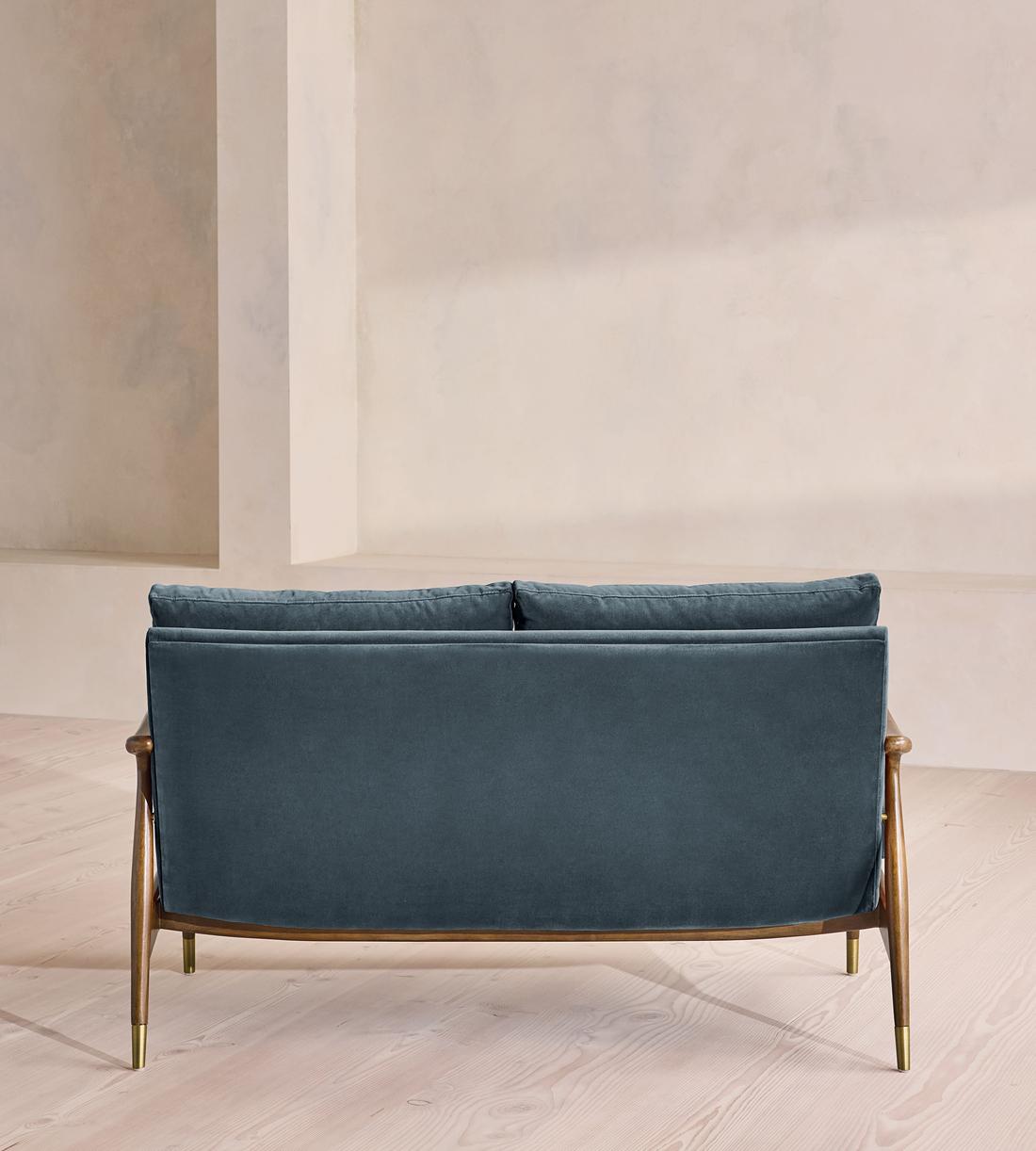 Theodore Two Seater Sofa - Velvet - Grey Blue - US - Images - Image 4