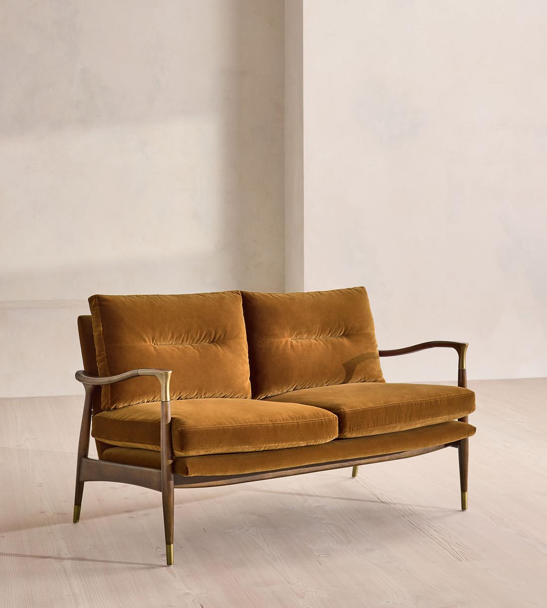 Theodore Two Seater Sofa - Velvet - Mustard - US - Listing - Image 1