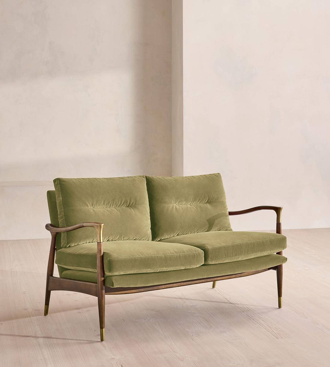 Theodore Two Seater Sofa - Velvet - Lichen - US - Listing - Image 1